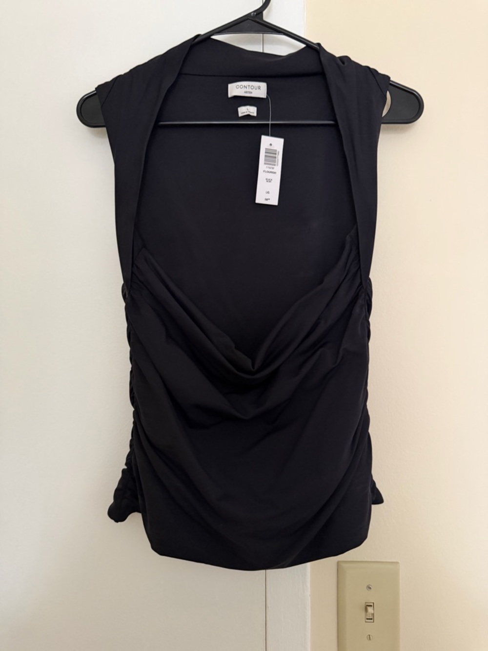 Black Draped Sleeveless Top